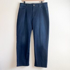 Eileen Fisher Slim Straight Jeans Dark Wash High Rise Organic Cotton size 14